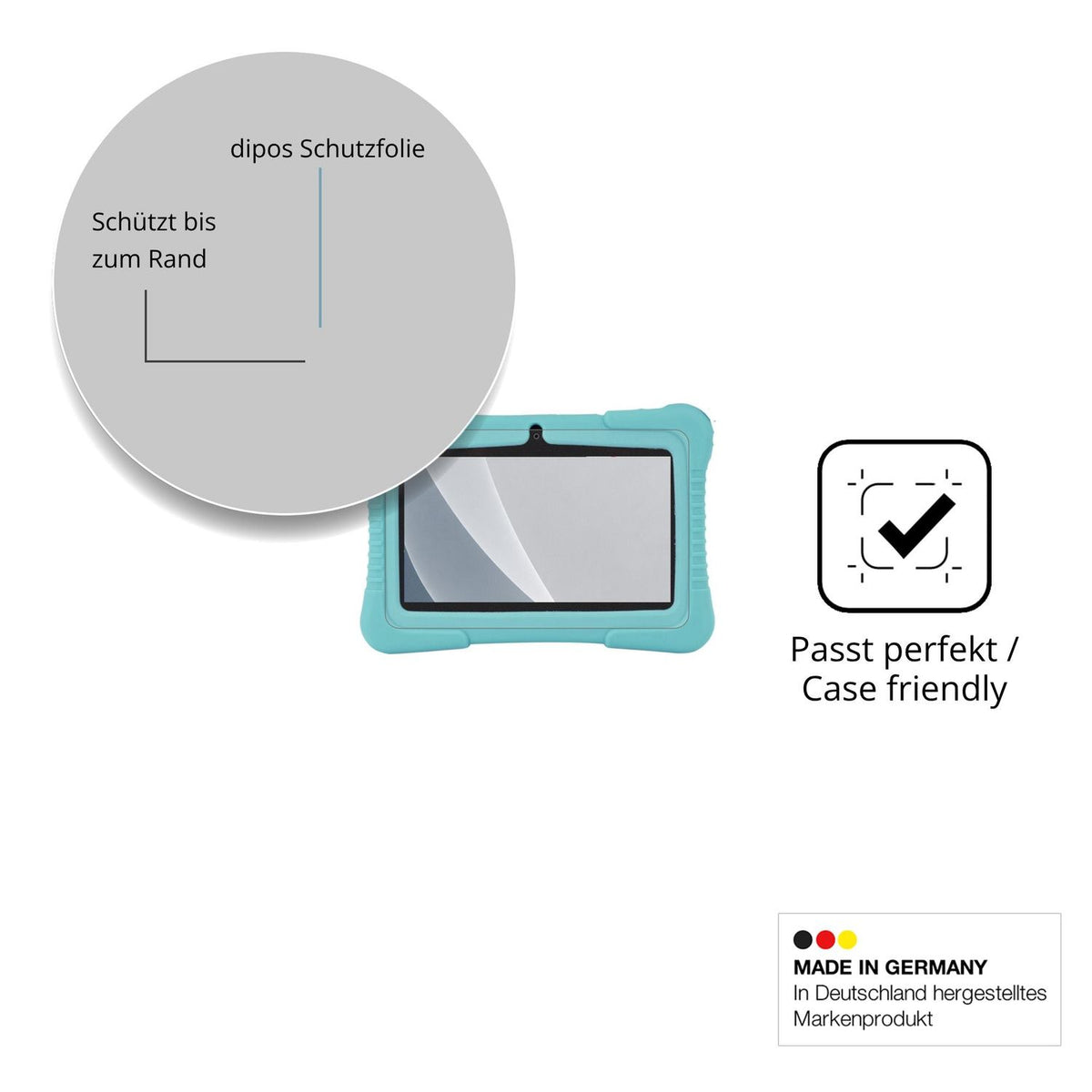 Schutzglasfolie mit optimaler Passform, zur Verwendung mit Hüllen geeignet