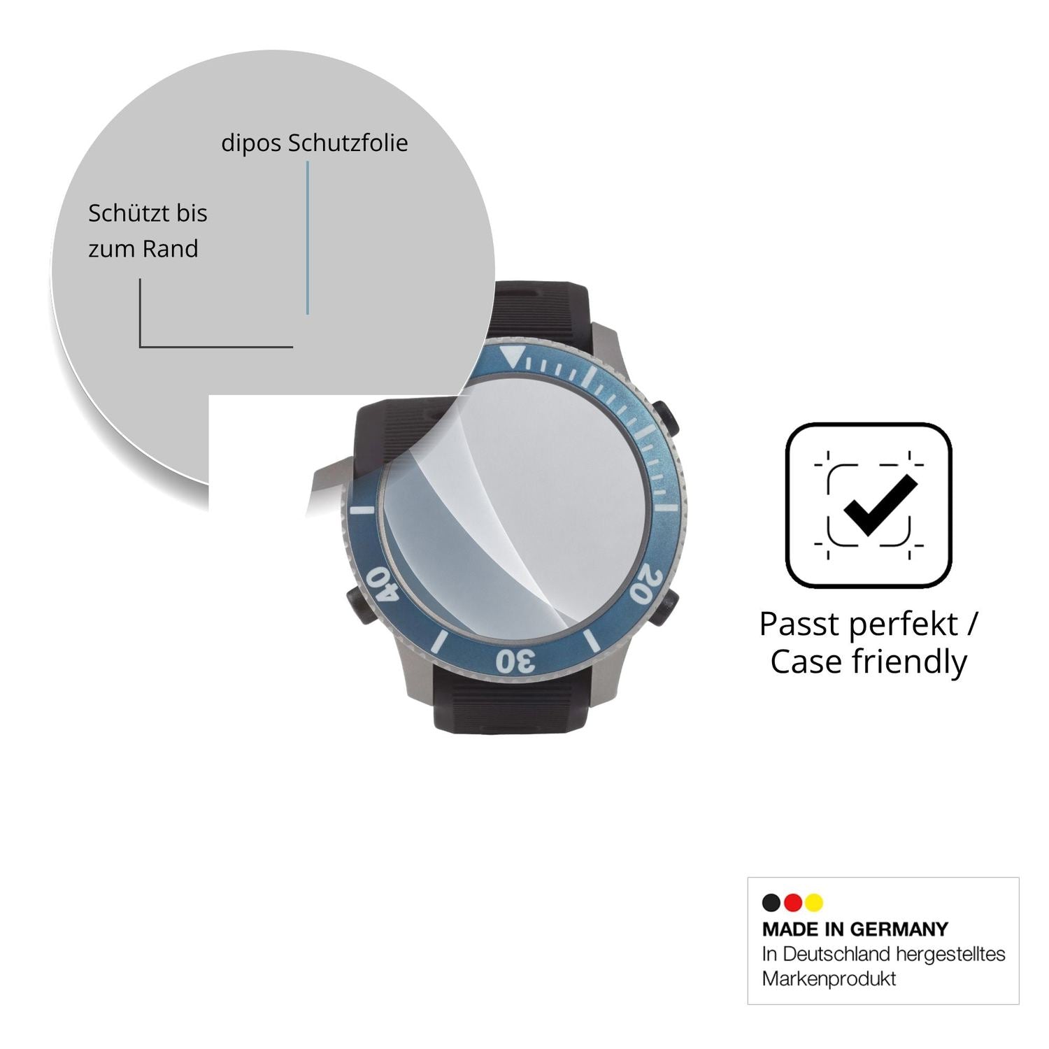 Schutzglasfolie mit optimaler Passform, zur Verwendung mit Hüllen geeignet