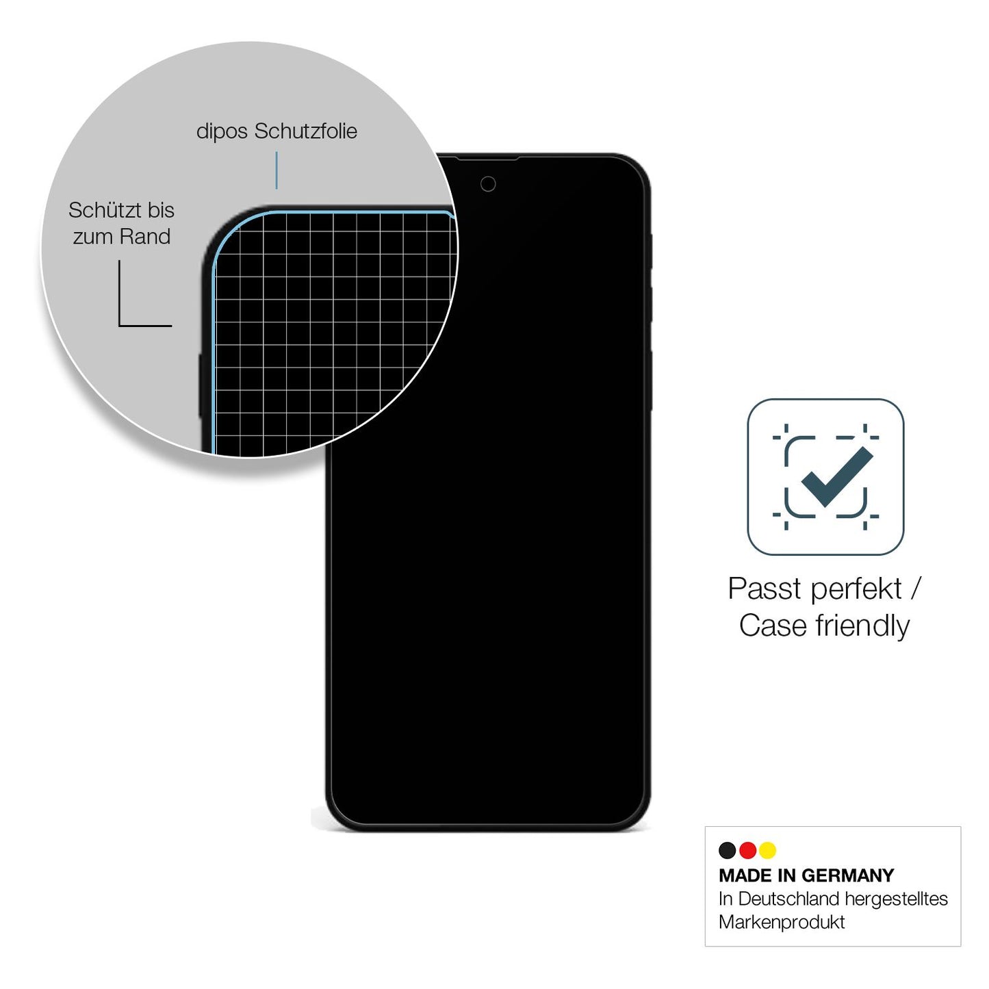 Schutzglasfolie mit optimaler Passform, zur Verwendung mit Hüllen geeignet