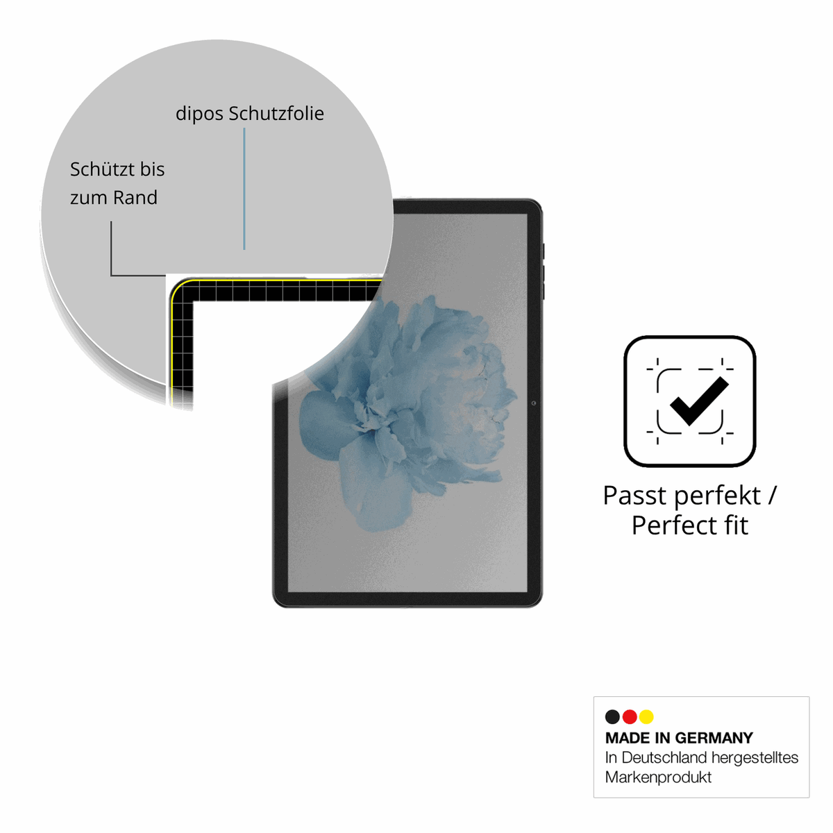 Schutzglasfolie mit optimaler Passform, zur Verwendung mit Hüllen geeignet
