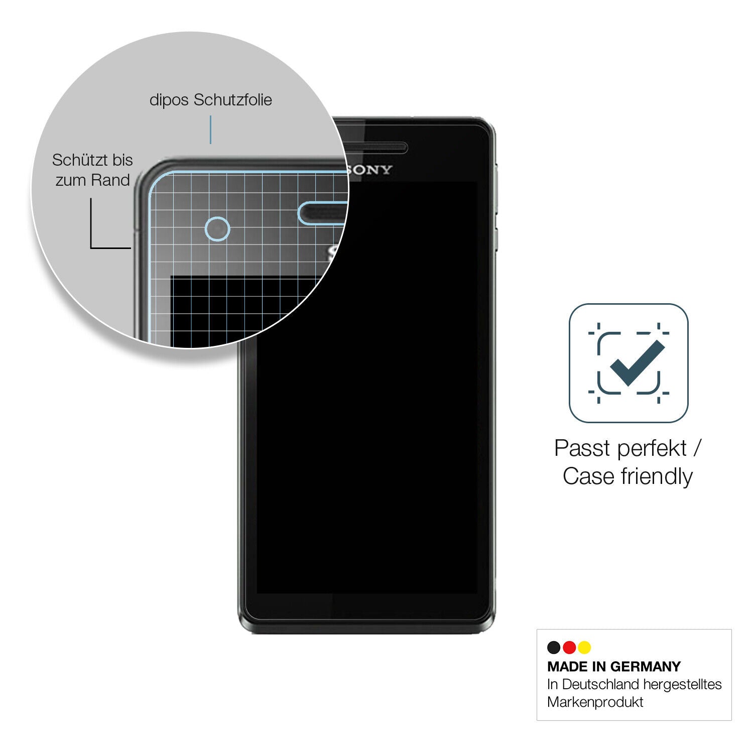 Schutzglasfolie mit optimaler Passform, zur Verwendung mit Hüllen geeignet