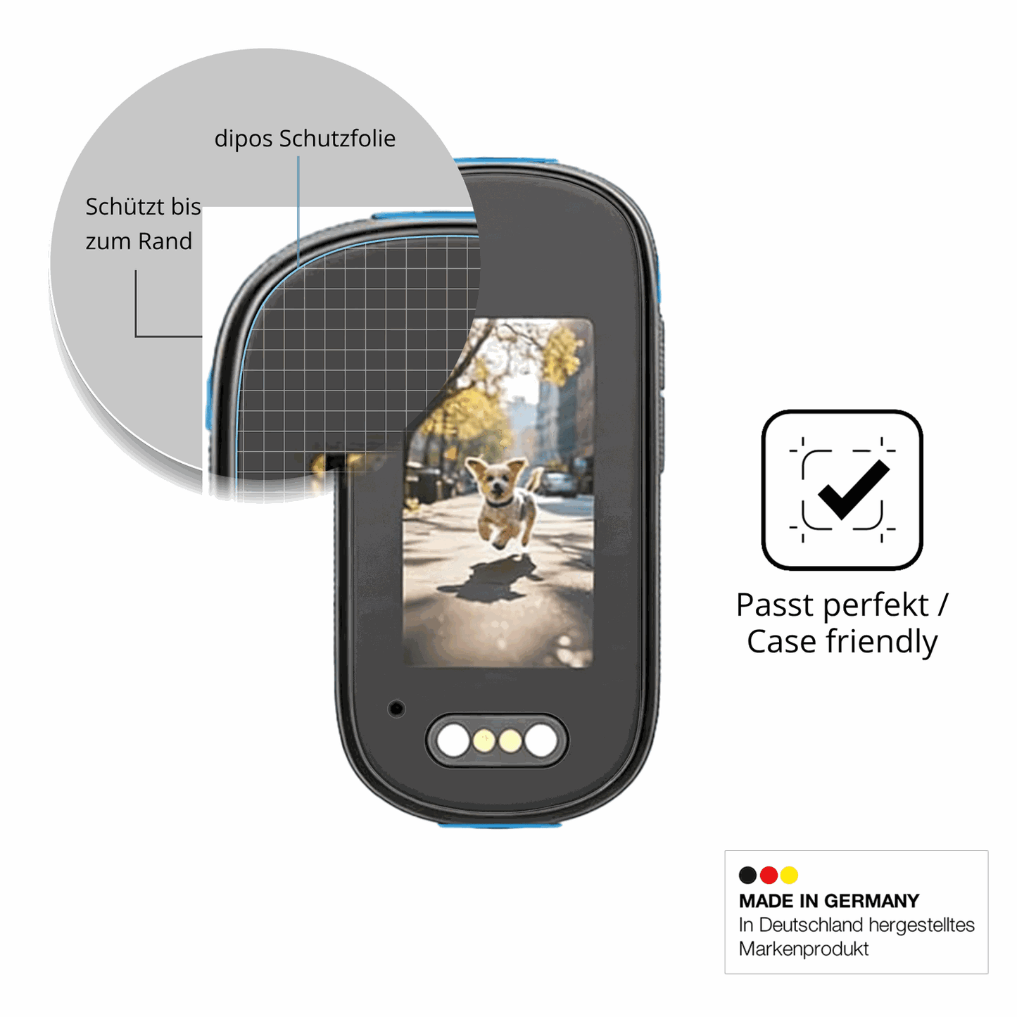 Schutzglasfolie mit optimaler Passform, zur Verwendung mit Hüllen geeignet