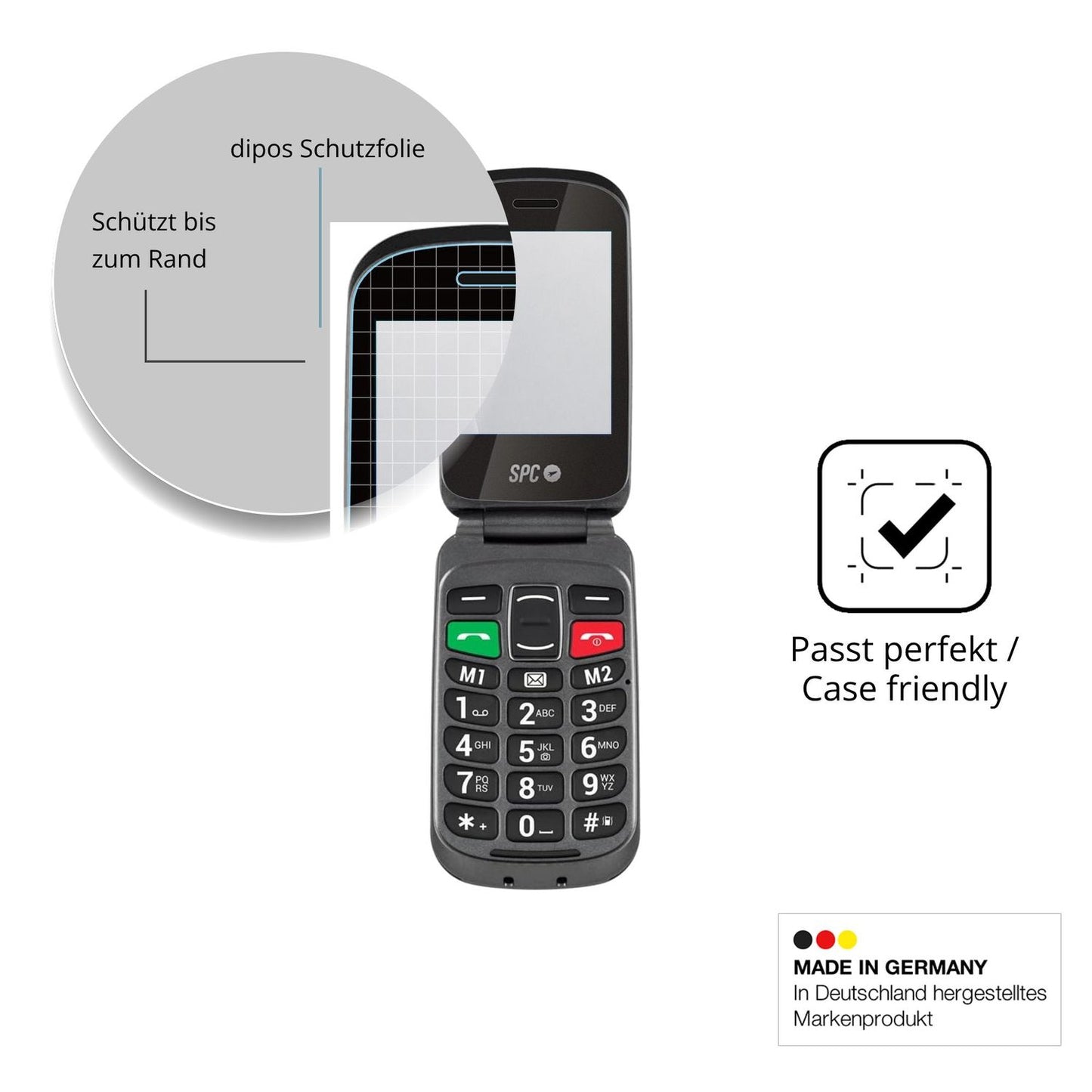 Schutzglasfolie mit optimaler Passform, zur Verwendung mit Hüllen geeignet