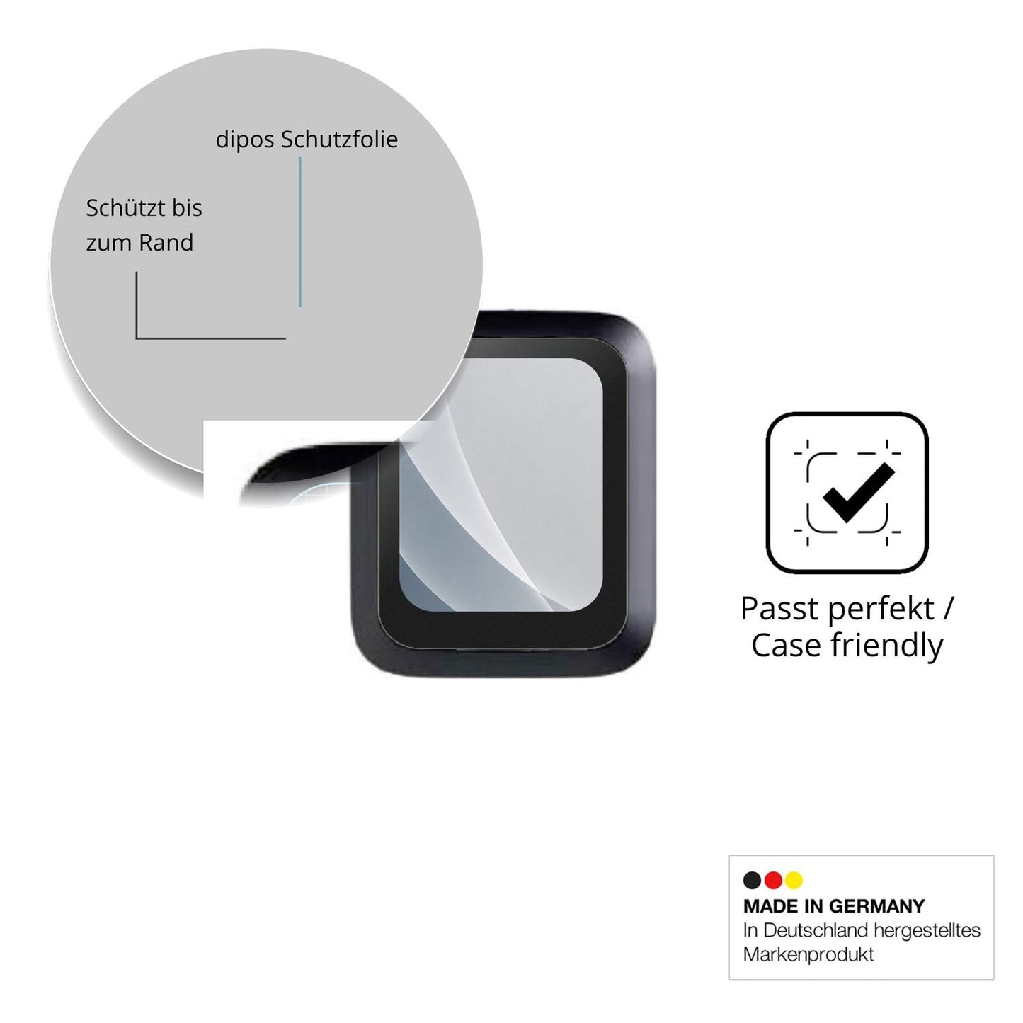 Schutzglasfolie mit optimaler Passform, zur Verwendung mit Hüllen geeignet