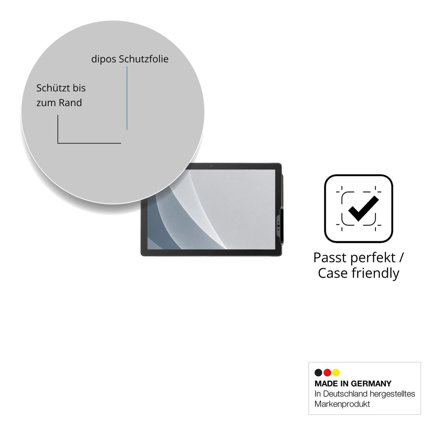 Schutzglasfolie mit optimaler Passform, zur Verwendung mit Hüllen geeignet