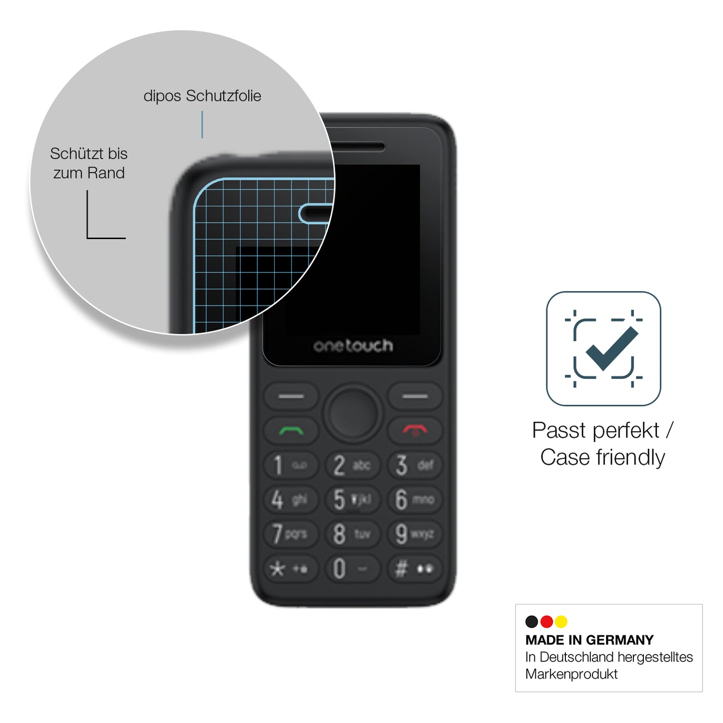 Schutzglasfolie mit optimaler Passform, zur Verwendung mit Hüllen geeignet