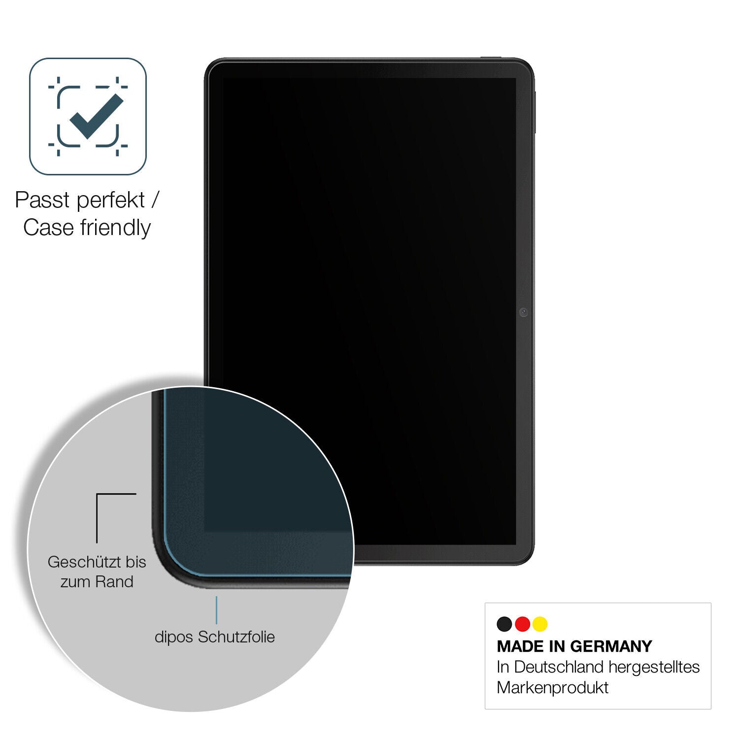 Schutzglasfolie mit optimaler Passform, zur Verwendung mit Hüllen geeignet
