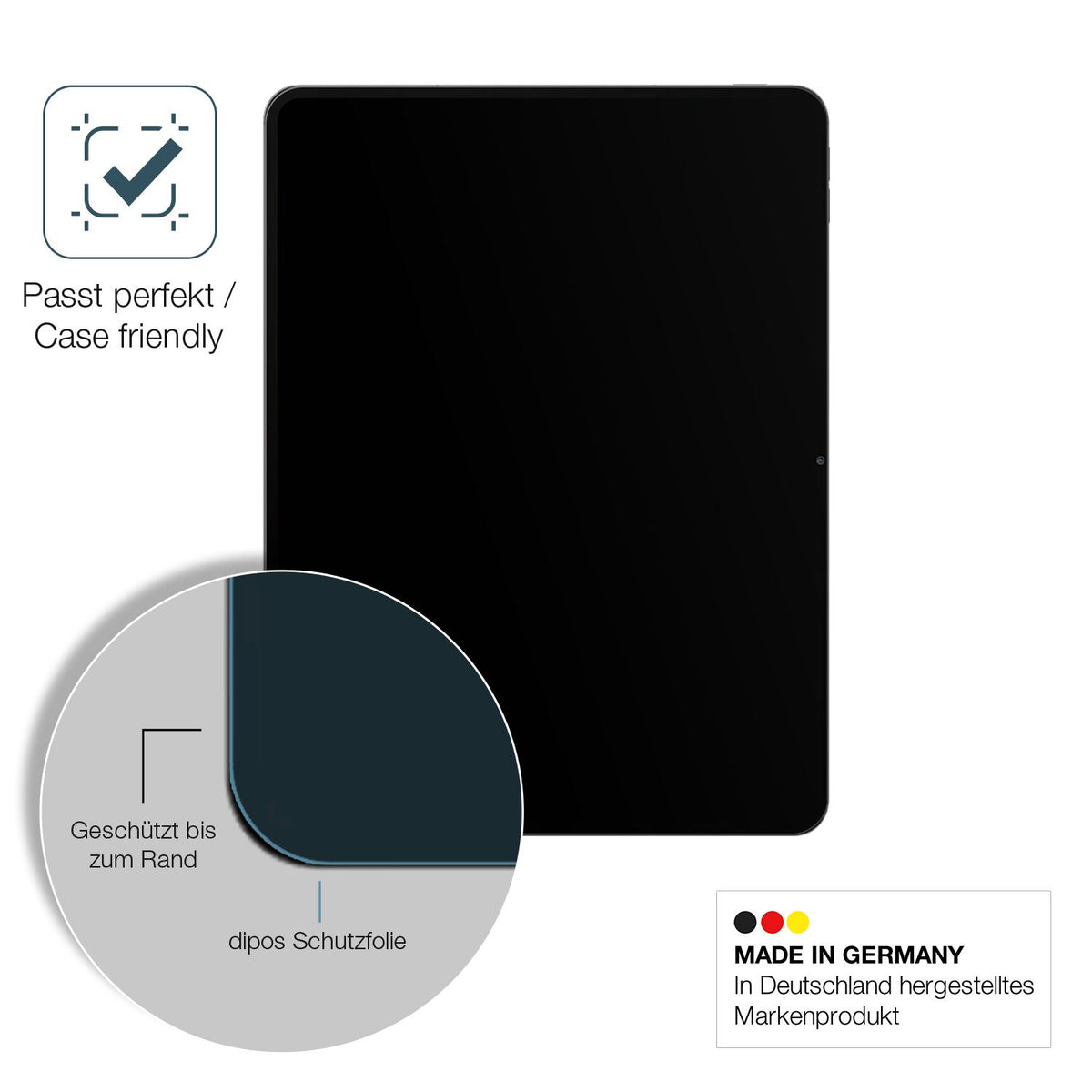 Schutzglasfolie mit optimaler Passform, zur Verwendung mit Hüllen geeignet
