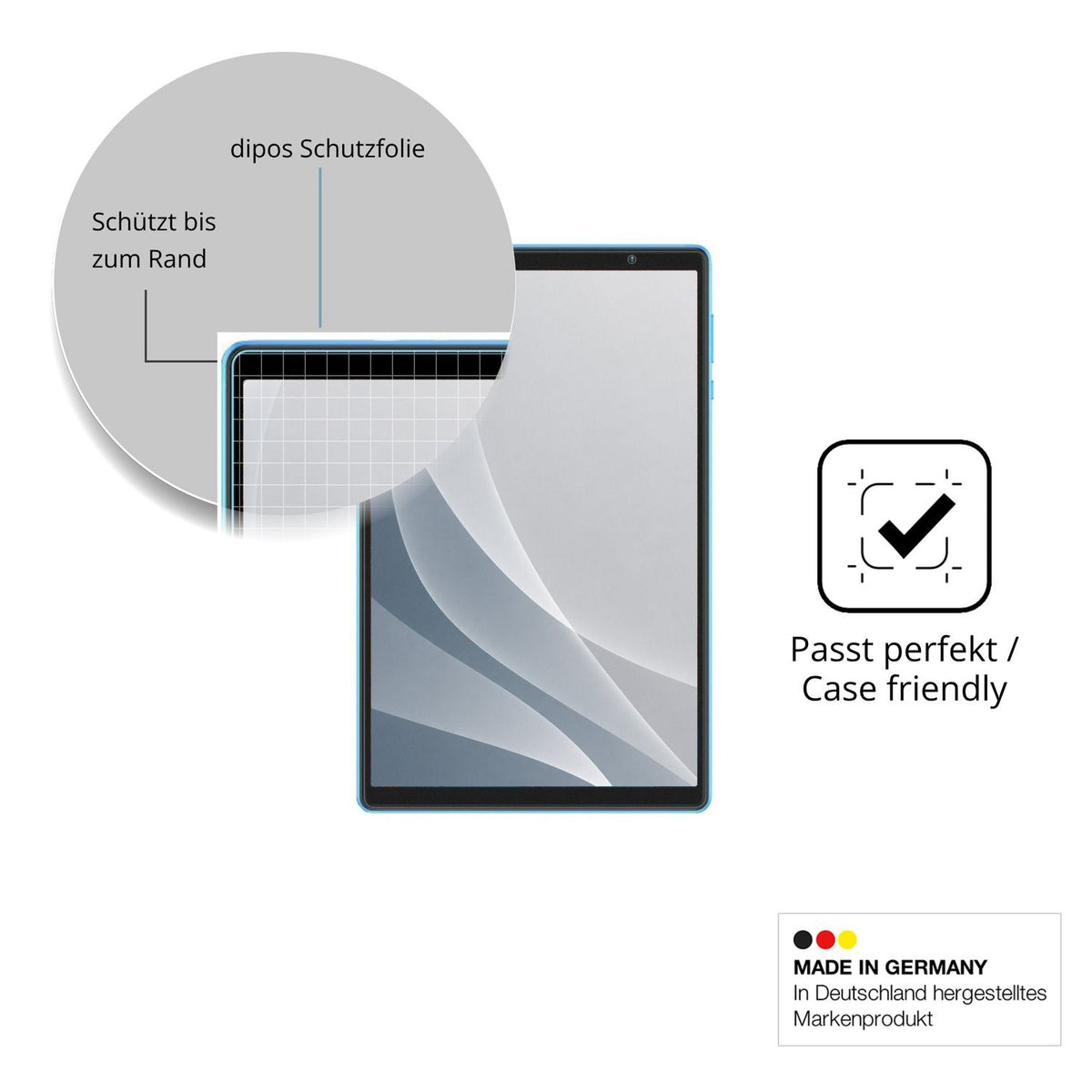 Schutzglasfolie mit optimaler Passform, zur Verwendung mit Hüllen geeignet