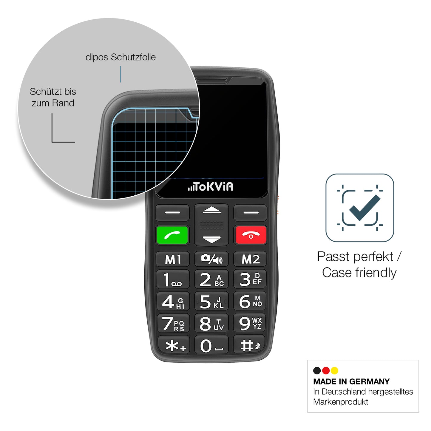 Schutzglasfolie mit optimaler Passform, zur Verwendung mit Hüllen geeignet