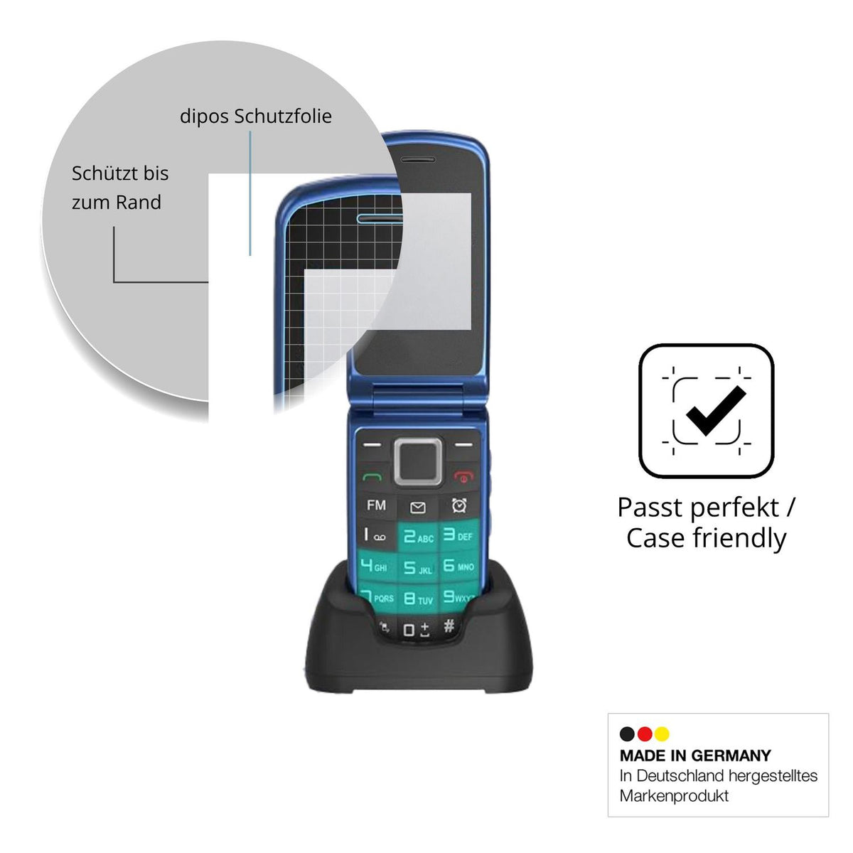 Schutzglasfolie mit optimaler Passform, zur Verwendung mit Hüllen geeignet