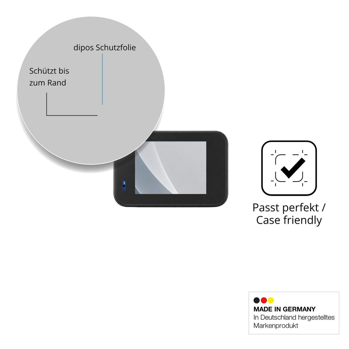 Schutzglasfolie mit optimaler Passform, zur Verwendung mit Hüllen geeignet