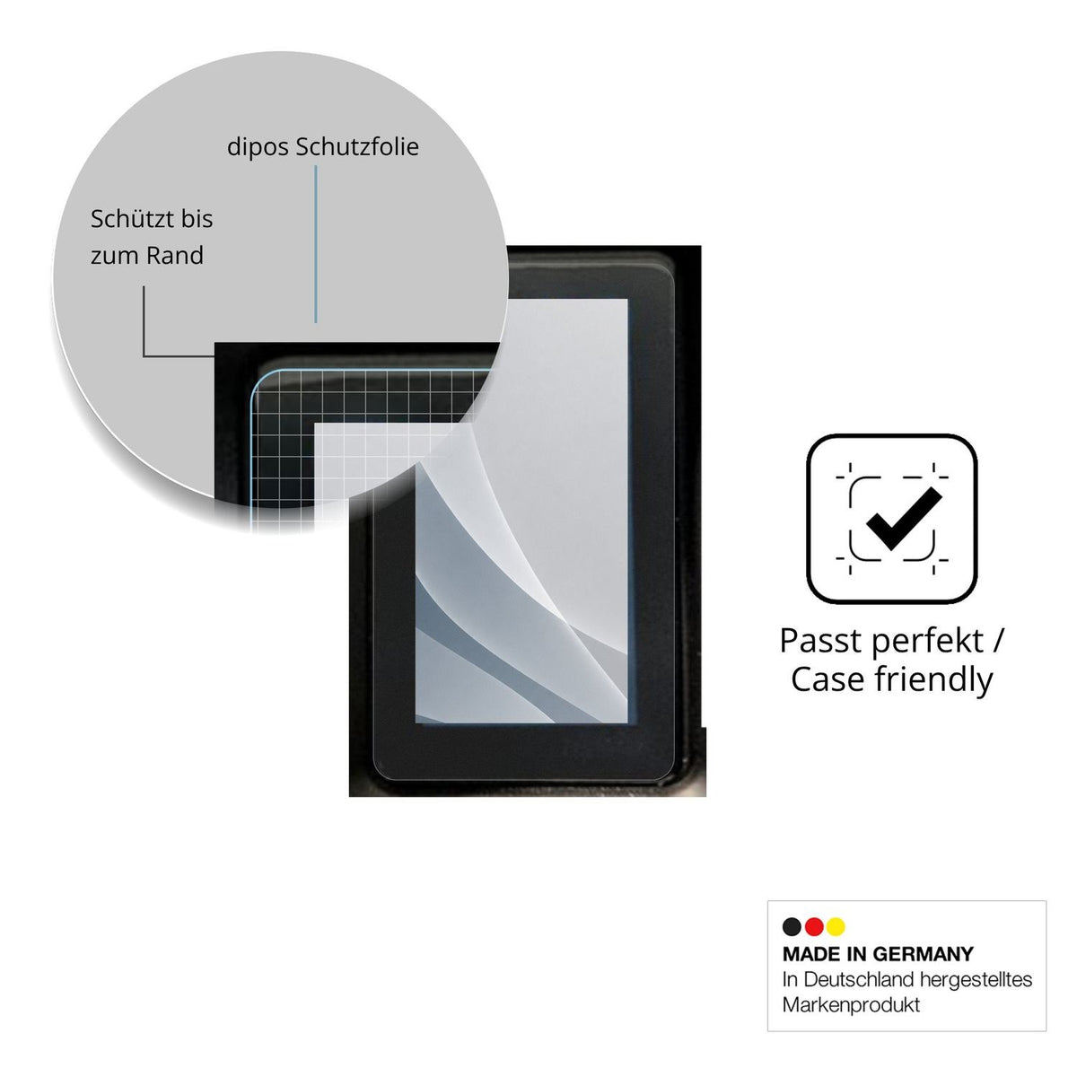 Schutzglasfolie mit optimaler Passform, zur Verwendung mit Hüllen geeignet