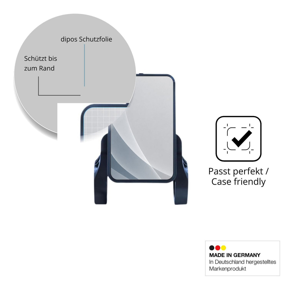 Schutzglasfolie mit optimaler Passform, zur Verwendung mit Hüllen geeignet
