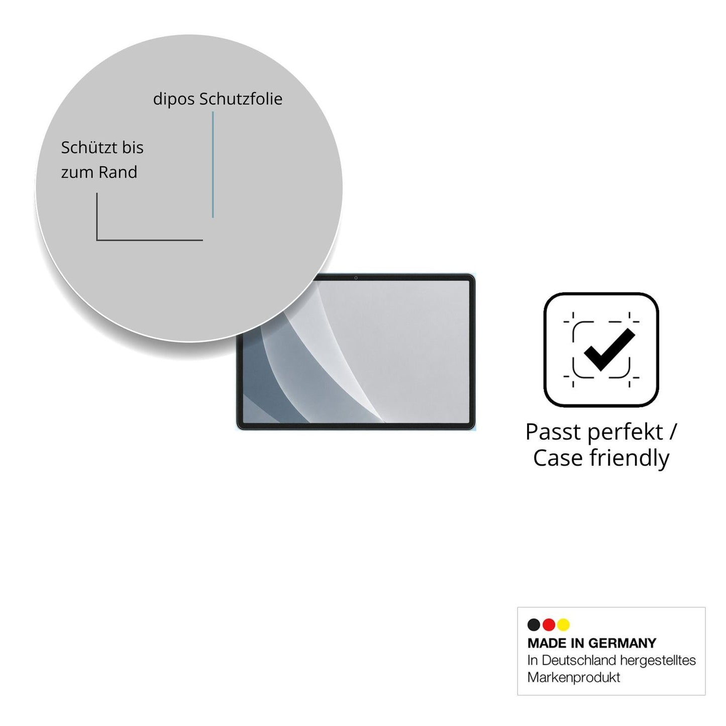 Schutzglasfolie mit optimaler Passform, zur Verwendung mit Hüllen geeignet