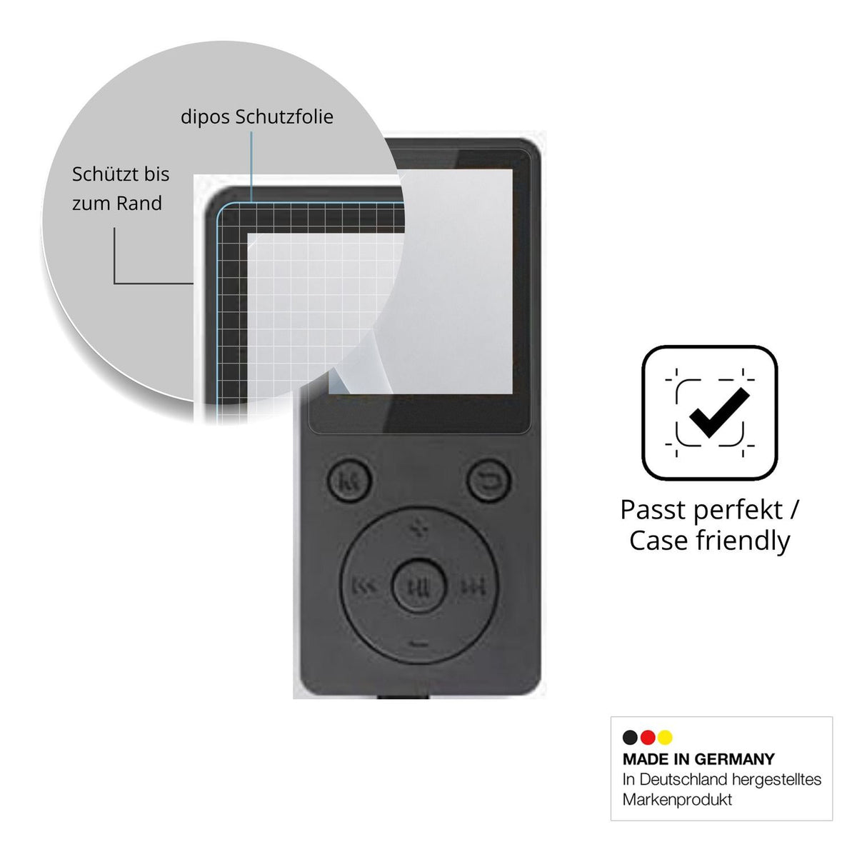 Schutzglasfolie mit optimaler Passform, zur Verwendung mit Hüllen geeignet