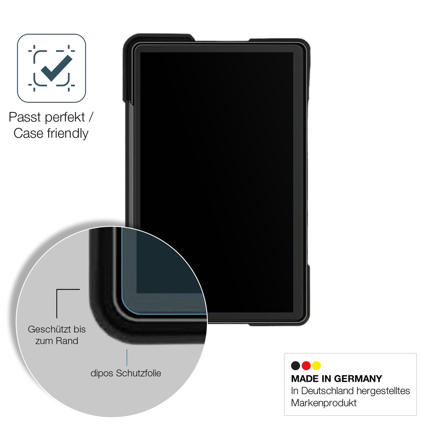 Schutzglasfolie mit optimaler Passform, zur Verwendung mit Hüllen geeignet