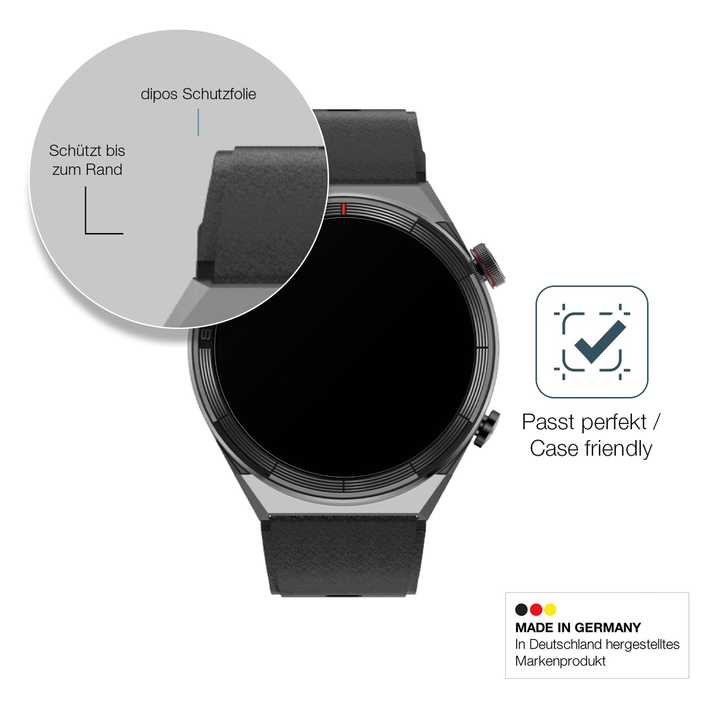 Schutzglasfolie mit optimaler Passform, zur Verwendung mit Hüllen geeignet