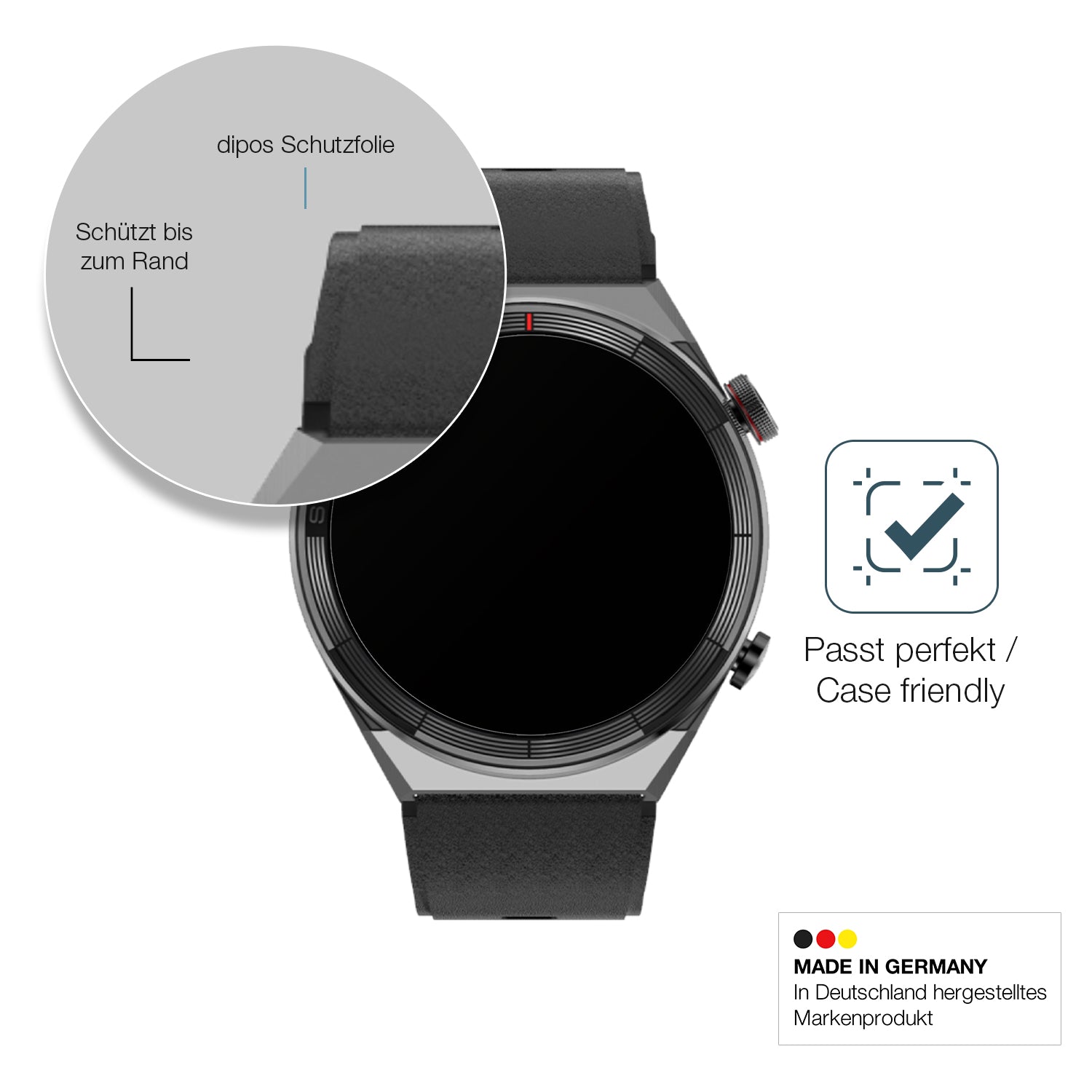 Schutzglasfolie mit optimaler Passform, zur Verwendung mit Hüllen geeignet