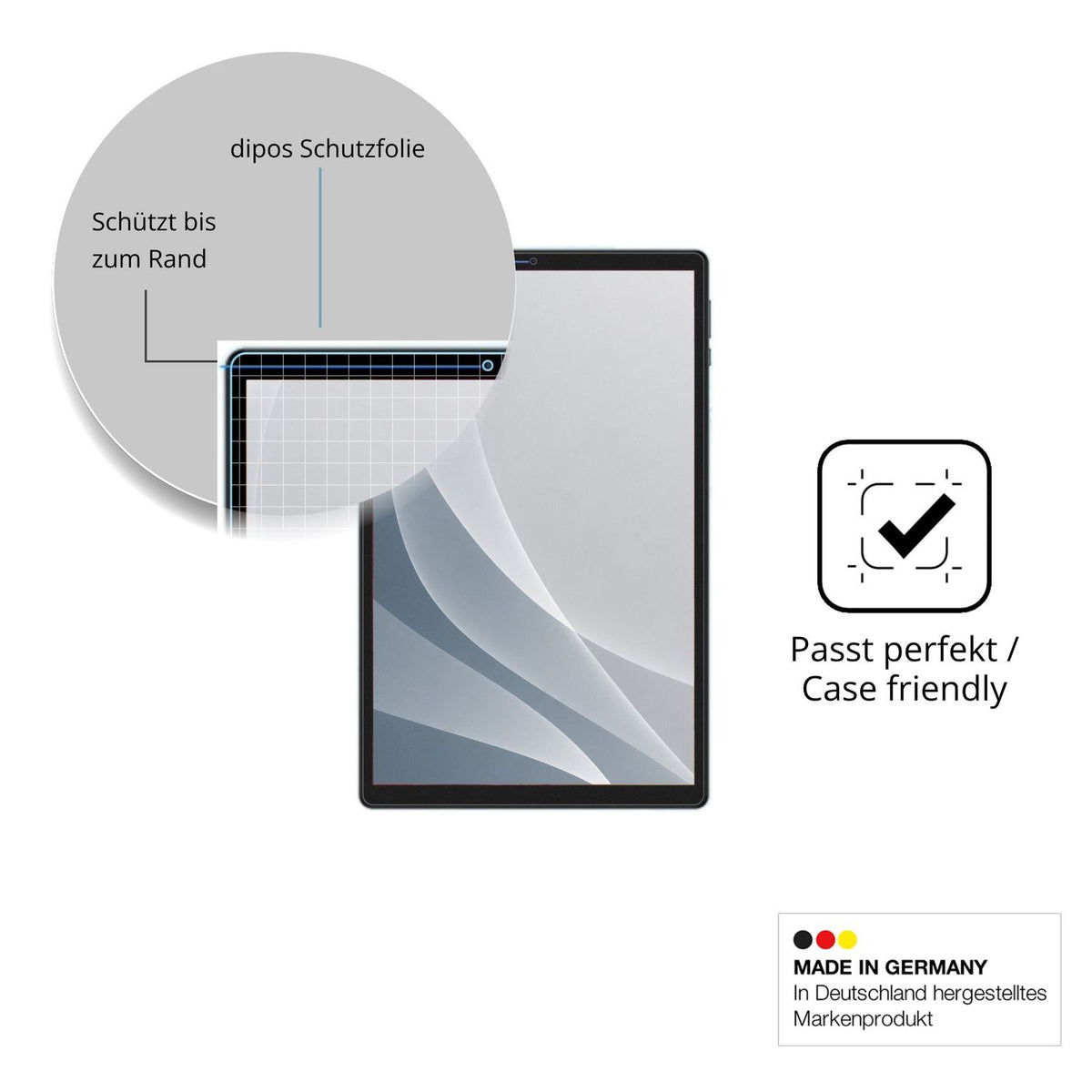 Schutzglasfolie mit optimaler Passform, zur Verwendung mit Hüllen geeignet