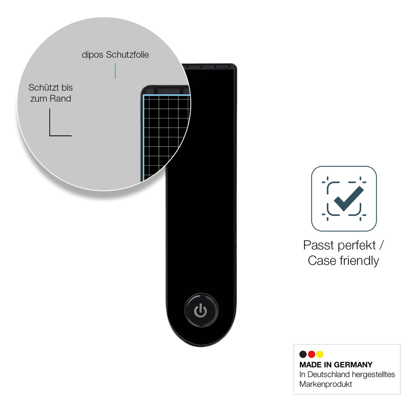 Schutzglasfolie mit optimaler Passform, zur Verwendung mit Hüllen geeignet