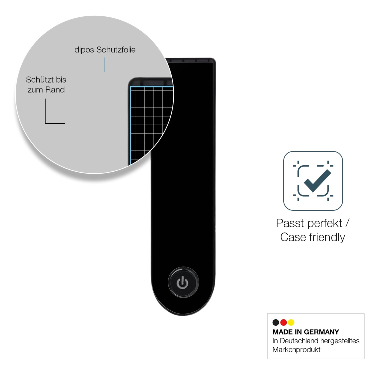 Schutzglasfolie mit optimaler Passform, zur Verwendung mit Hüllen geeignet