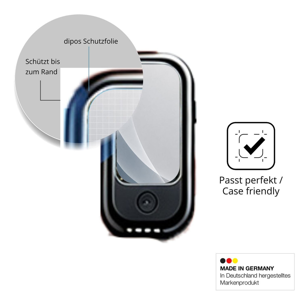 Schutzglasfolie mit optimaler Passform, zur Verwendung mit Hüllen geeignet