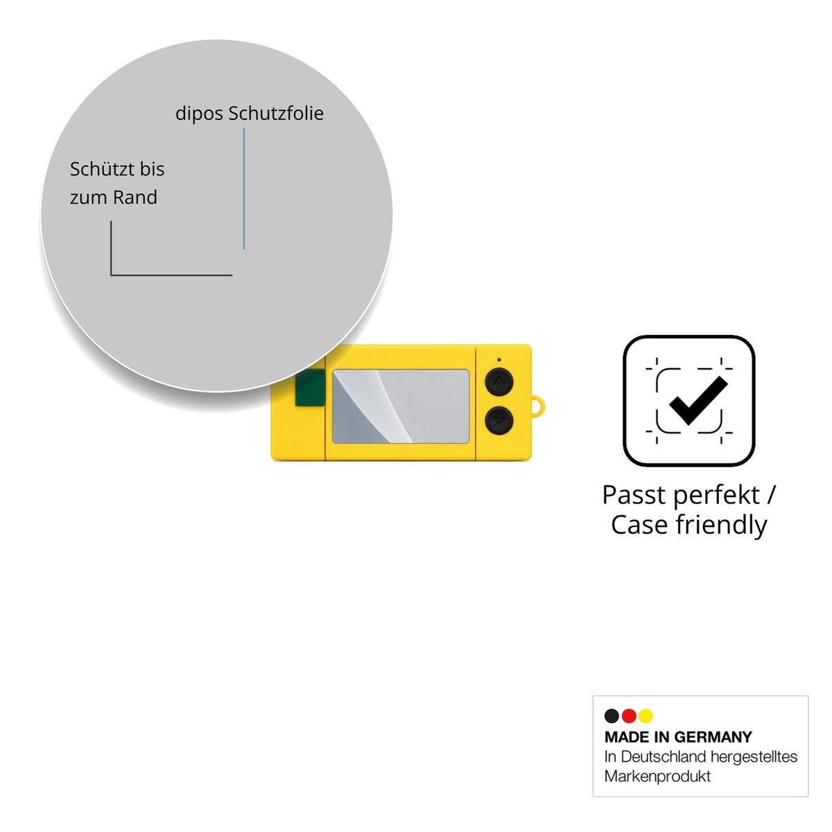 Schutzglasfolie mit optimaler Passform, zur Verwendung mit Hüllen geeignet