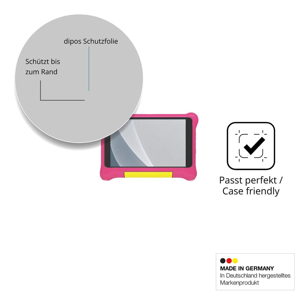 Schutzglasfolie mit optimaler Passform, zur Verwendung mit Hüllen geeignet