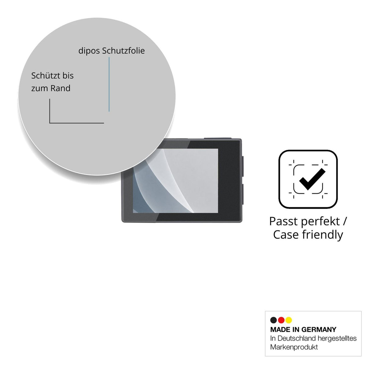 Schutzglasfolie mit optimaler Passform, zur Verwendung mit Hüllen geeignet