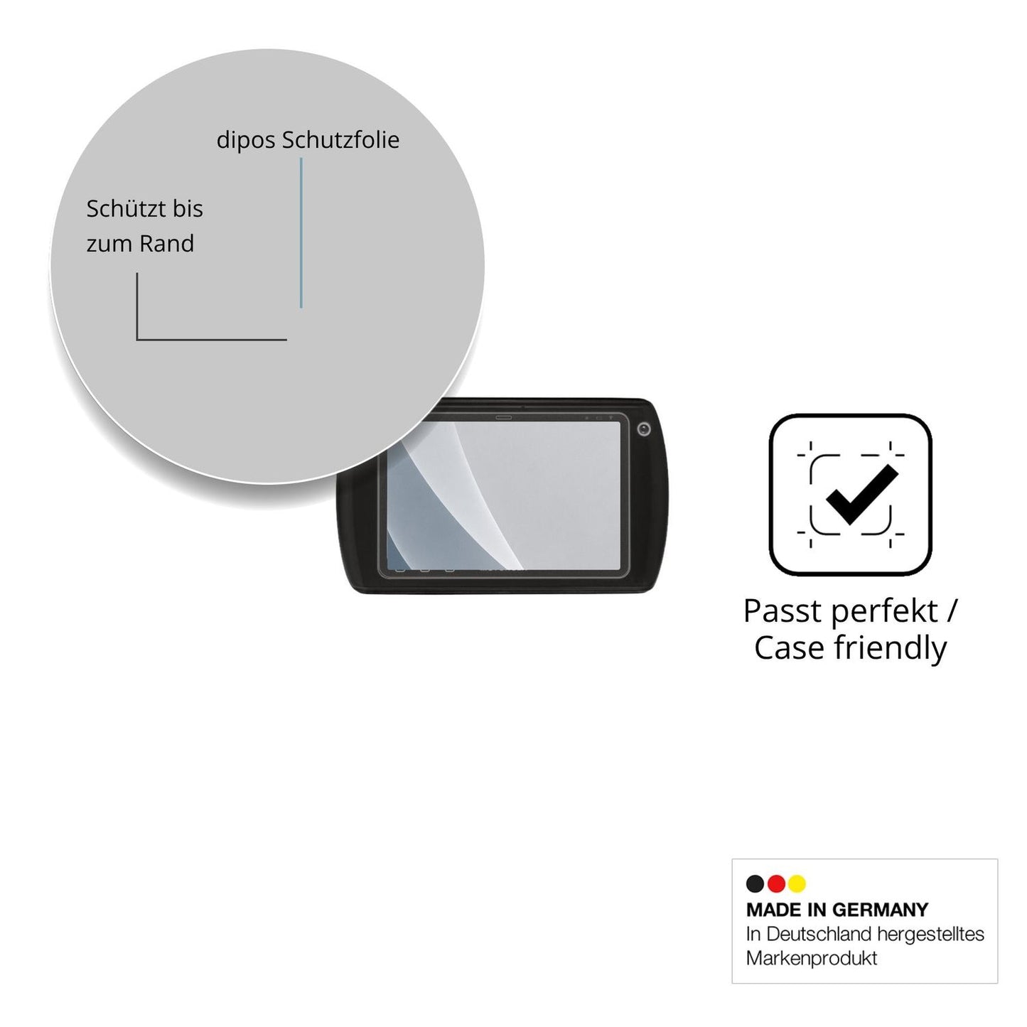 Schutzglasfolie mit optimaler Passform, zur Verwendung mit Hüllen geeignet