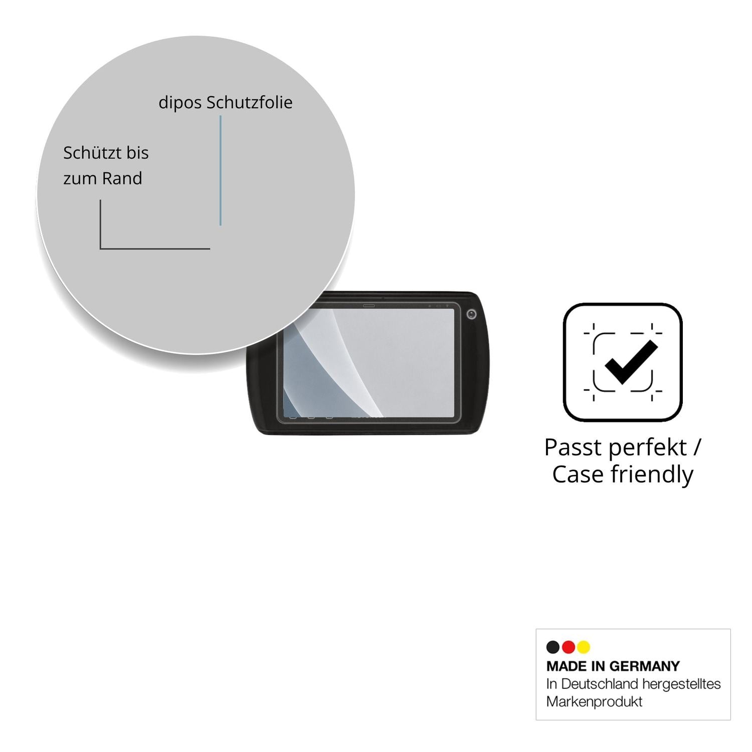 Schutzglasfolie mit optimaler Passform, zur Verwendung mit Hüllen geeignet