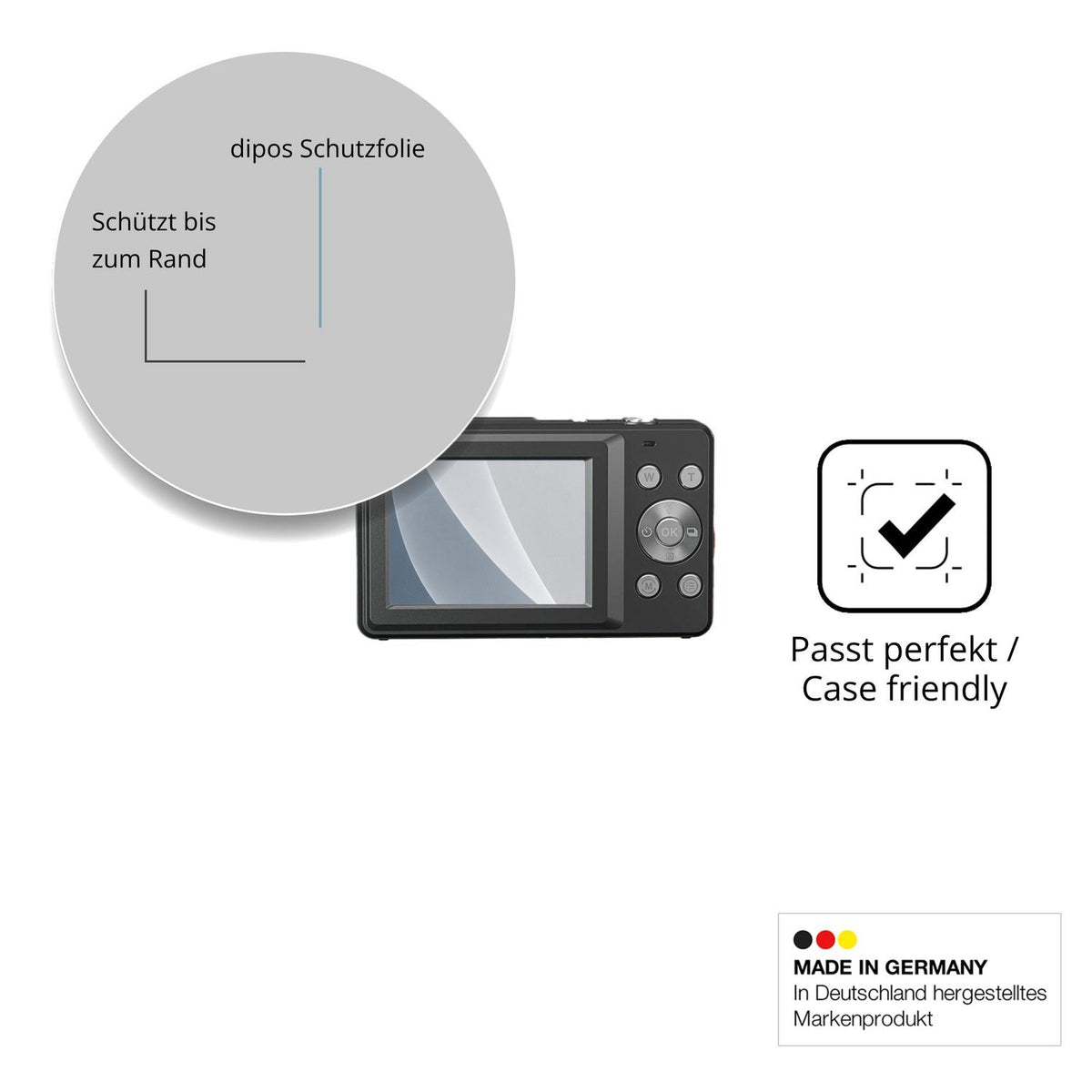 Schutzglasfolie mit optimaler Passform, zur Verwendung mit Hüllen geeignet
