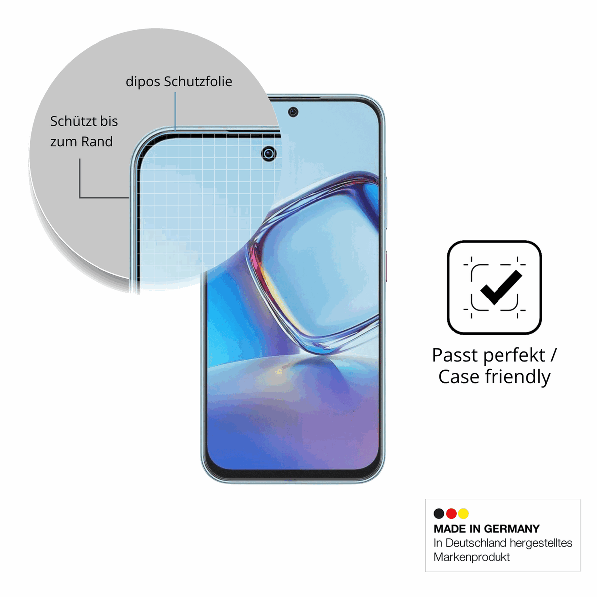 Schutzglasfolie mit optimaler Passform, zur Verwendung mit H�llen geeignet