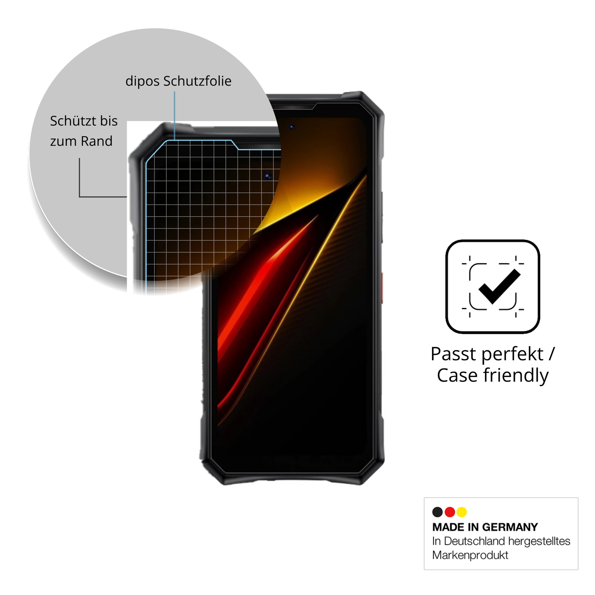 Besonders flexibler Displayschutz mit Anti-Shock-Schicht im Materialmix