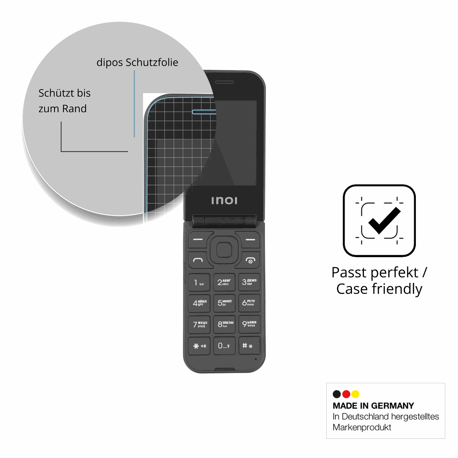 Besonders flexibler Displayschutz mit Anti-Shock-Schicht im Materialmix