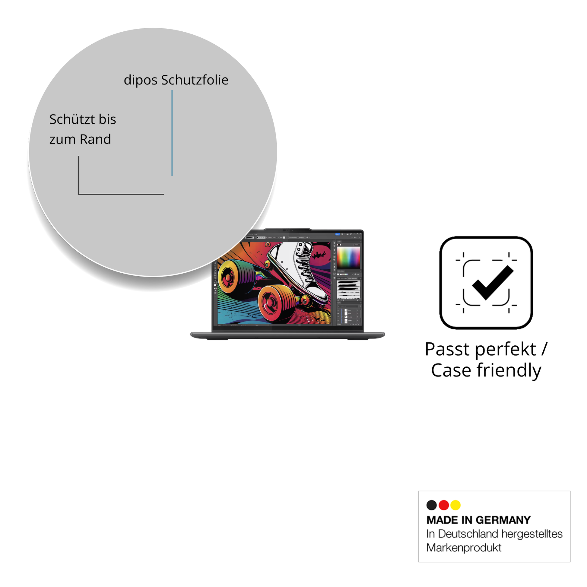 Besonders flexibler Displayschutz mit Anti-Shock-Schicht im Materialmix
