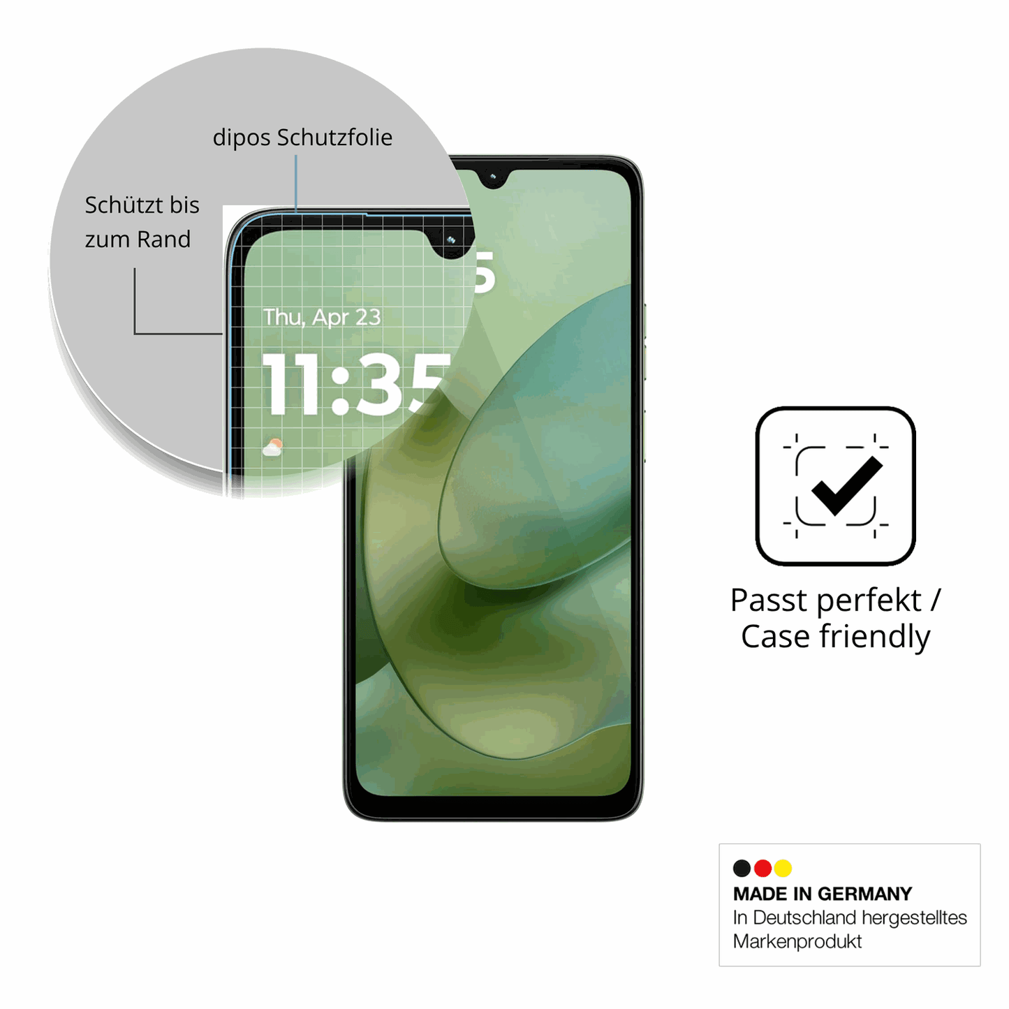 Besonders flexibler Displayschutz mit Anti-Shock-Schicht im Materialmix