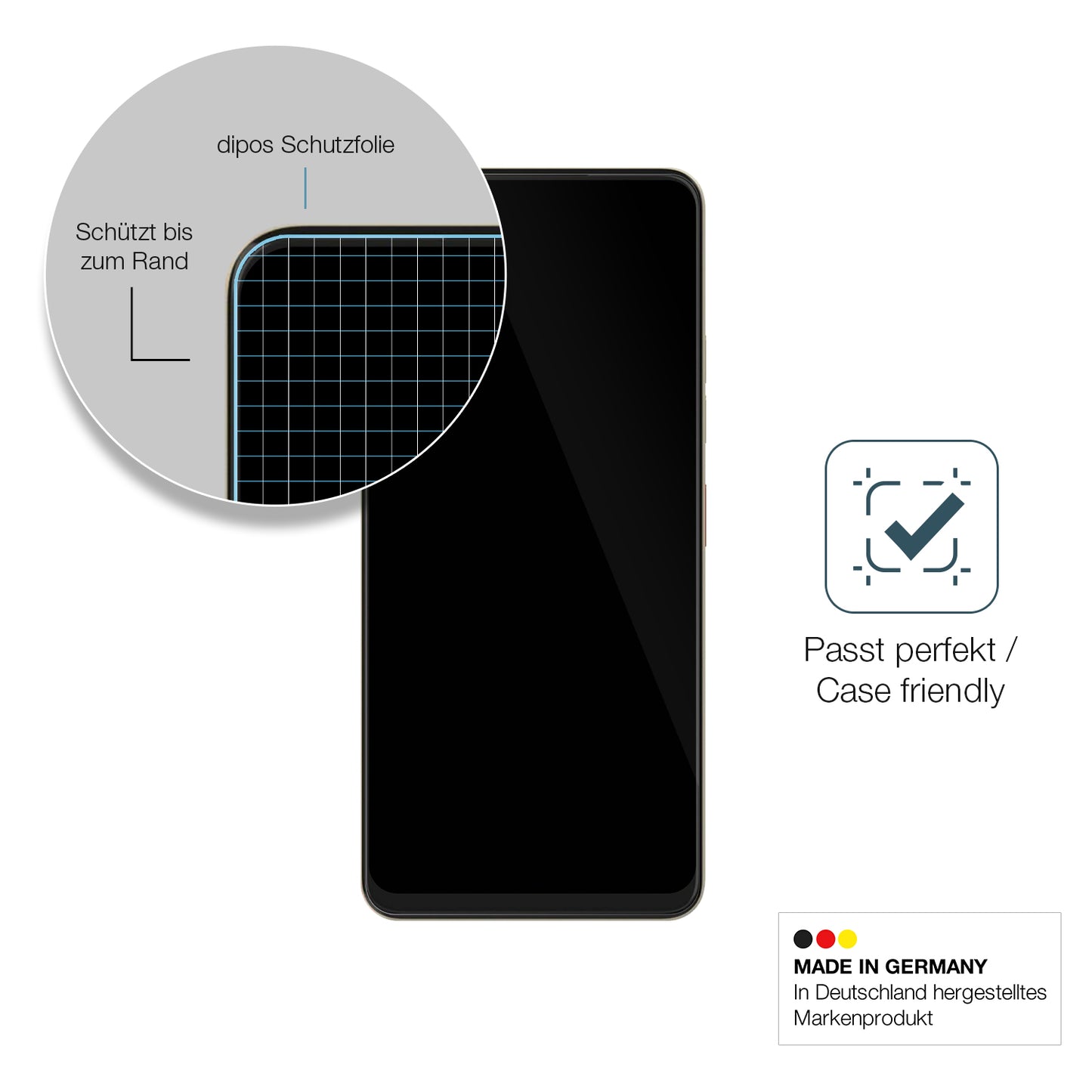 Besonders flexibler Displayschutz mit Anti-Shock-Schicht im Materialmix