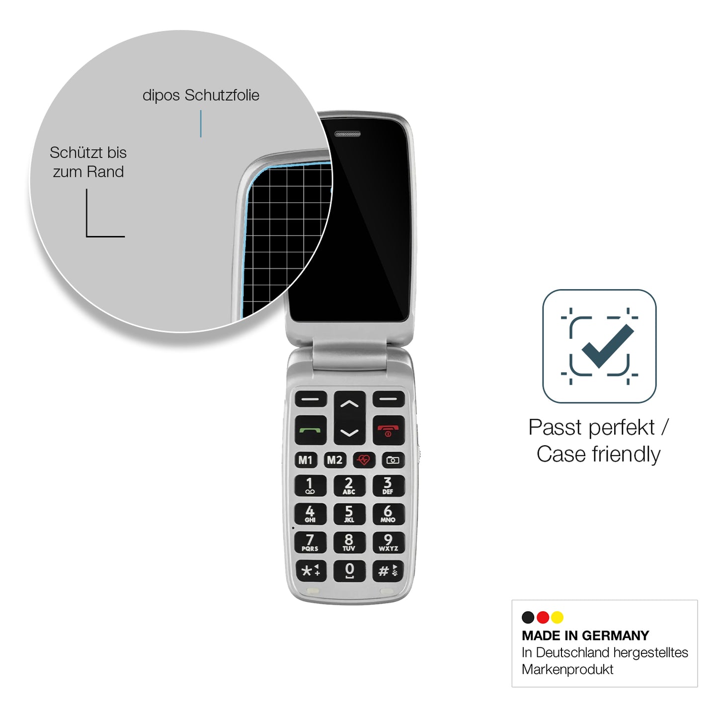 Besonders flexibler Displayschutz mit Anti-Shock-Schicht im Materialmix