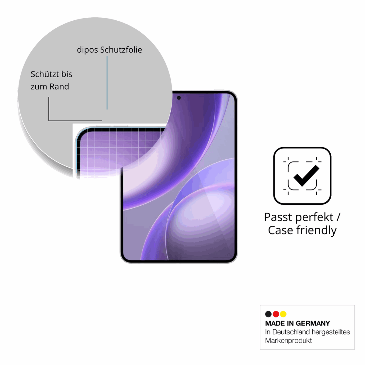 Besonders flexibler Displayschutz mit Anti-Shock-Schicht im Materialmix
