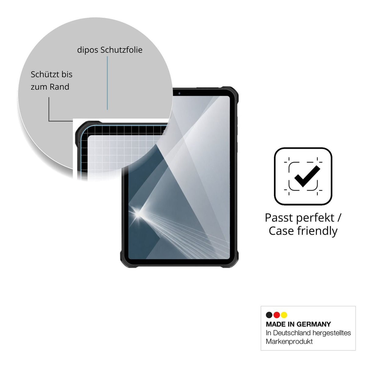 Besonders flexibler Displayschutz mit Anti-Shock-Schicht im Materialmix