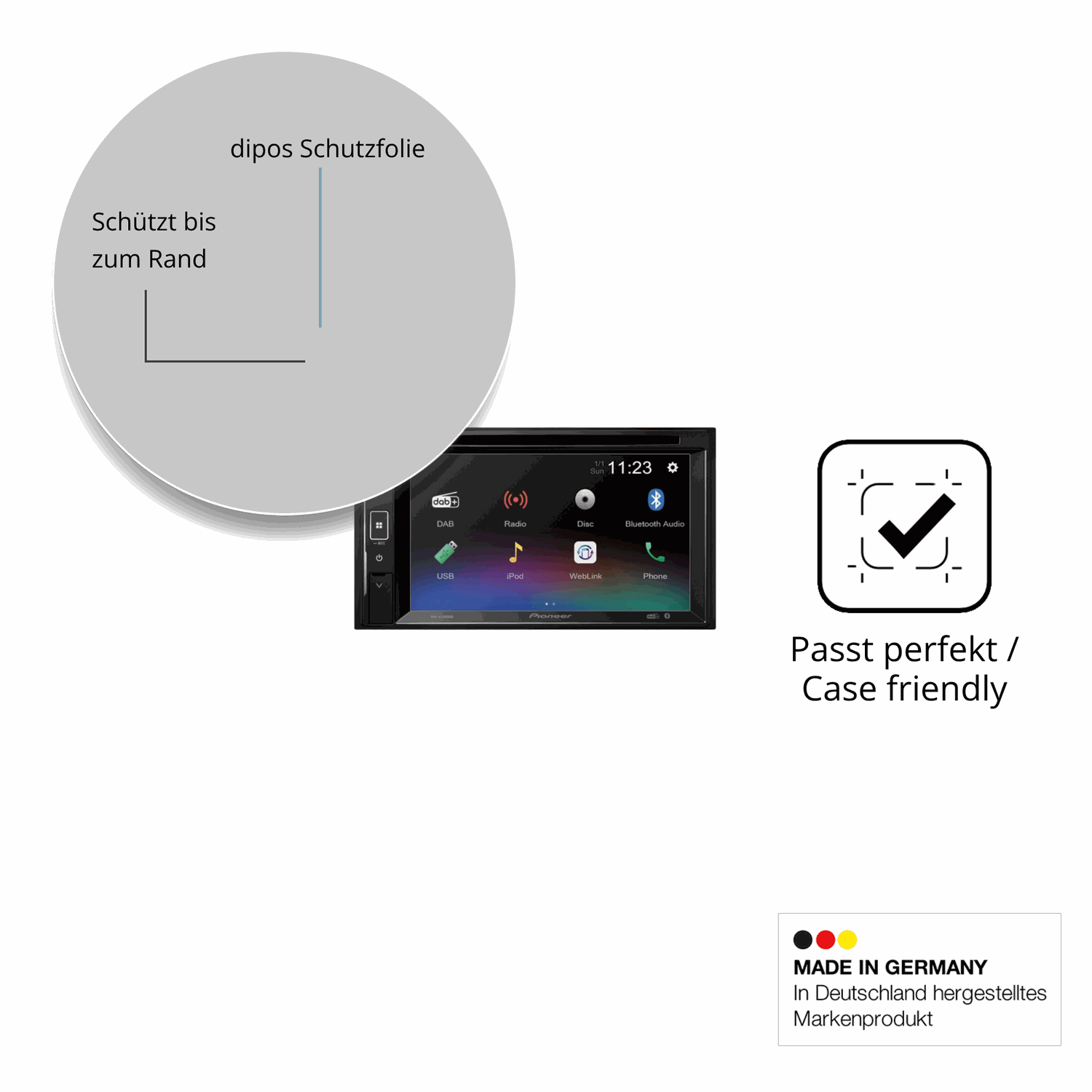 Besonders flexibler Displayschutz mit Anti-Shock-Schicht im Materialmix