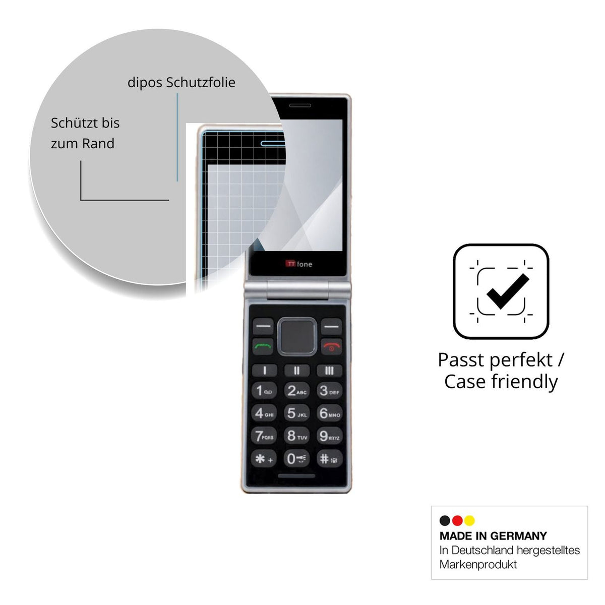 Besonders flexibler Displayschutz mit Anti-Shock-Schicht im Materialmix