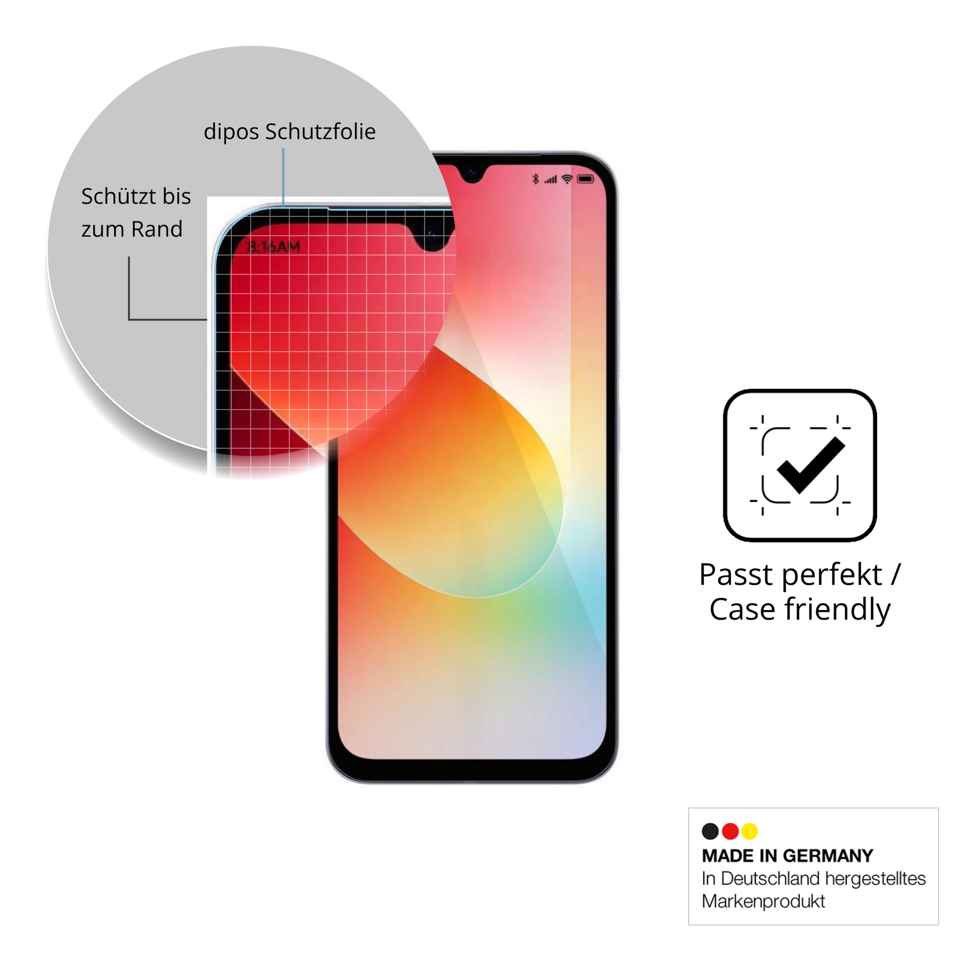 Besonders flexibler Displayschutz mit Anti-Shock-Schicht im Materialmix