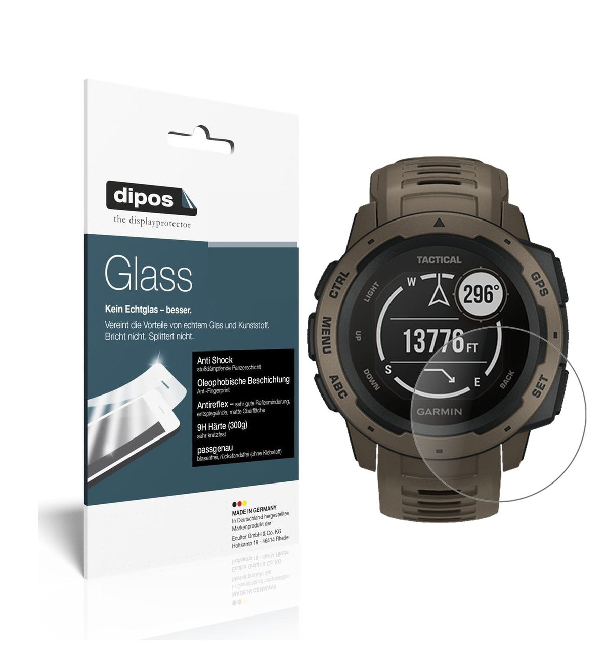 1x 9H Schutzfolie matt für Garmin Instinct Tactical Edition Panzerfolie