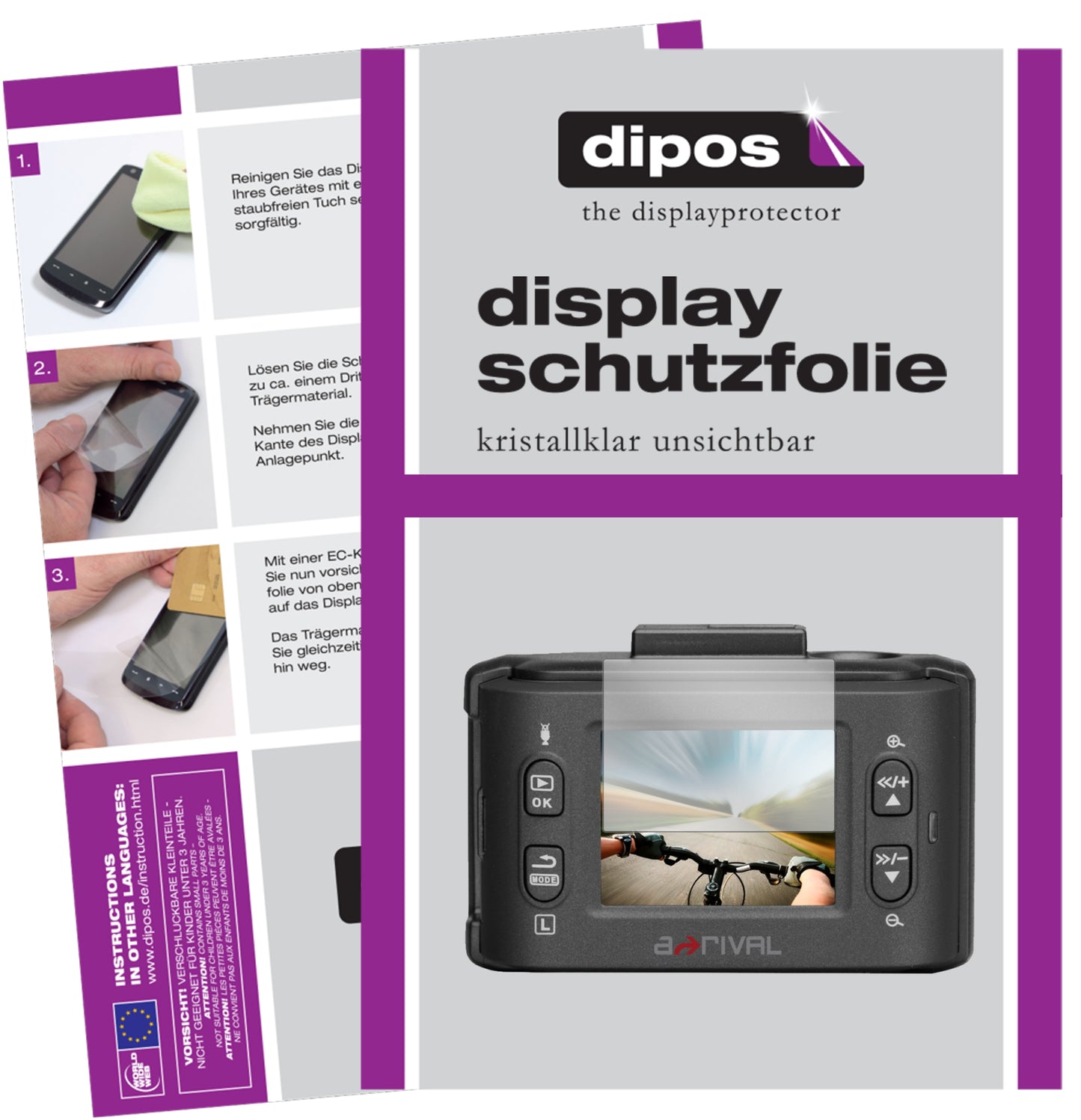 2x Schutzfolie klar für a-rival aQtion Cam AQN6 Display-Schutzfolie