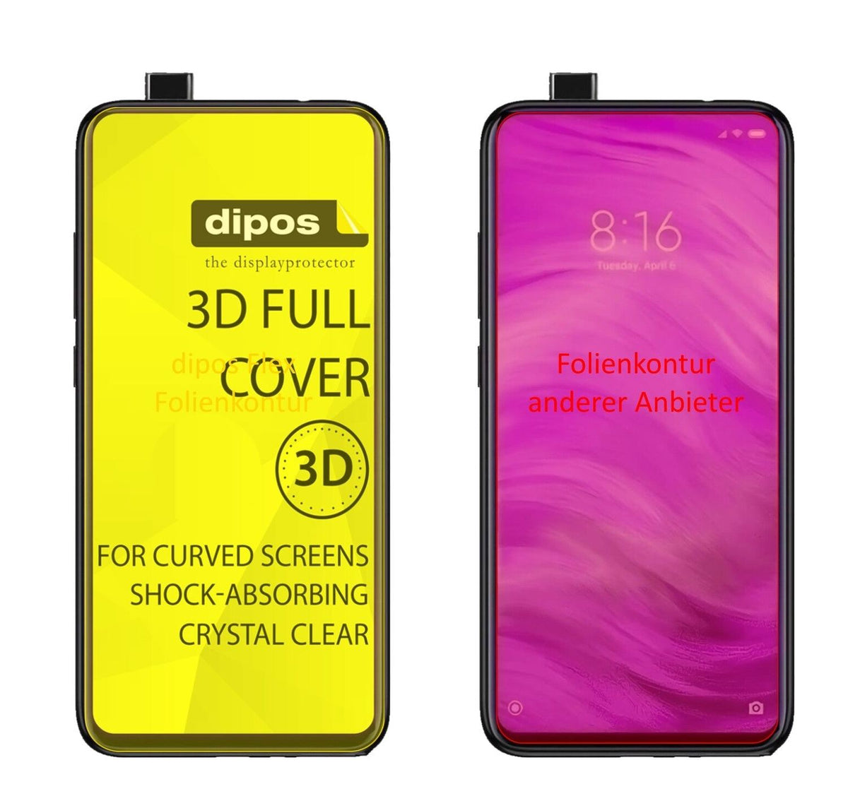 3x 3D Full Cover Schutzfolie für Xiaomi Redmi K20 Pro