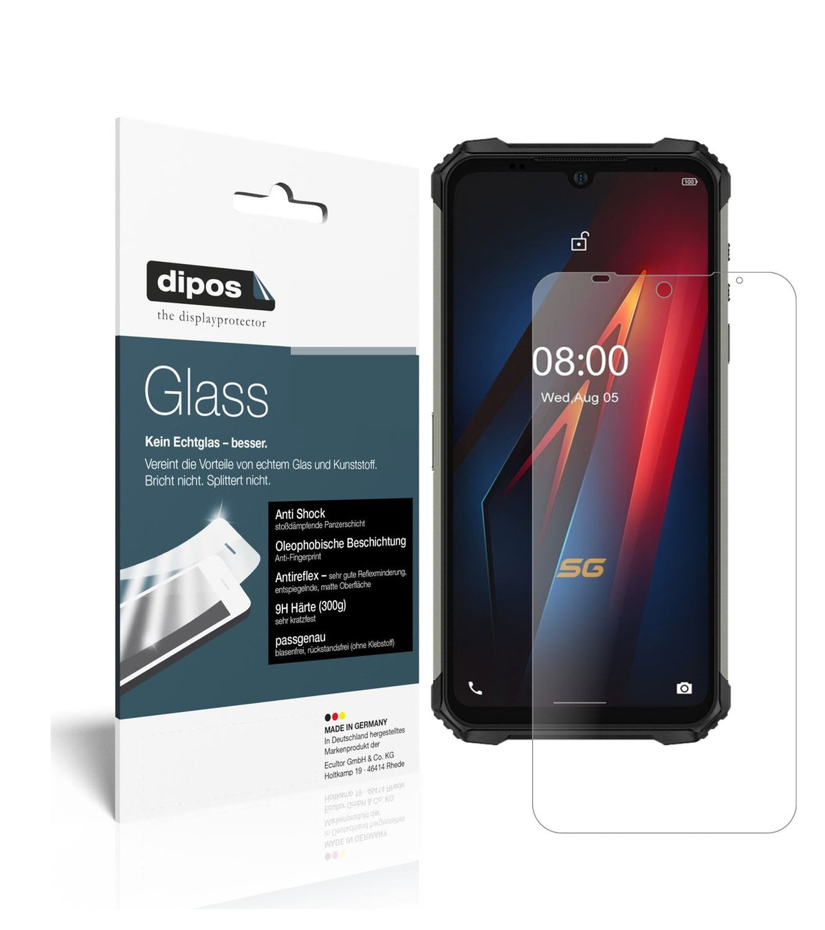 Matte Displayschutzfolie von dipos passend für Ulefone Armor 8, 9H kratzfest und blasenfrei montiert