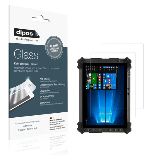 Klare Displayschutzfolie von dipos passend für aaroniarugged tablet a1, 9H kratzfest und blasenfrei montiert